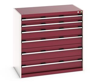 40021227.** cubio drawer cabinet with 6 drawers. WxDxH: 1050x650x1000mm. RAL 7035/5010 or selected